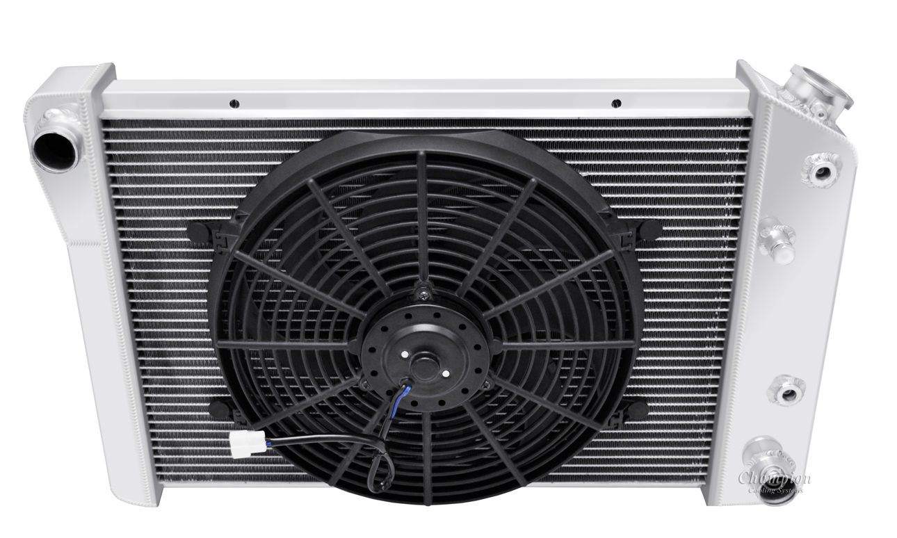 1971 77 Chevy Vega V8 Swap Radiator 10 Fans Champion Aluminum 3 Row